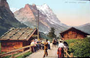 Postcard: Herr Burger creates echoes for the tourists, Grindelwald, around 1910